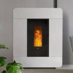 KLOVER – Temorstufa a Pellet IDRO Kw.18,4 Riscaldamento DIVA SLIM colore GLOSS AVORIO